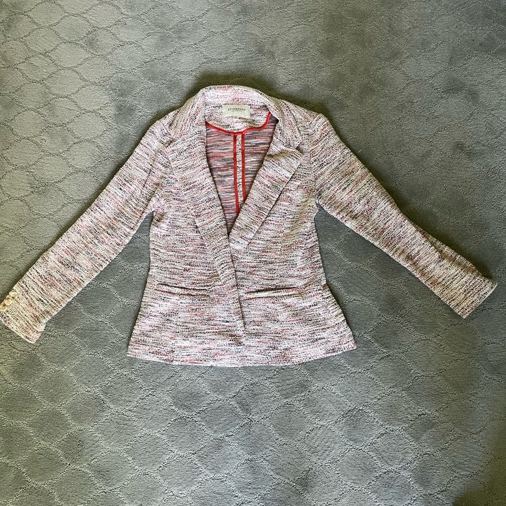 Liverpool Women's Pink and White Tweed Blazer
